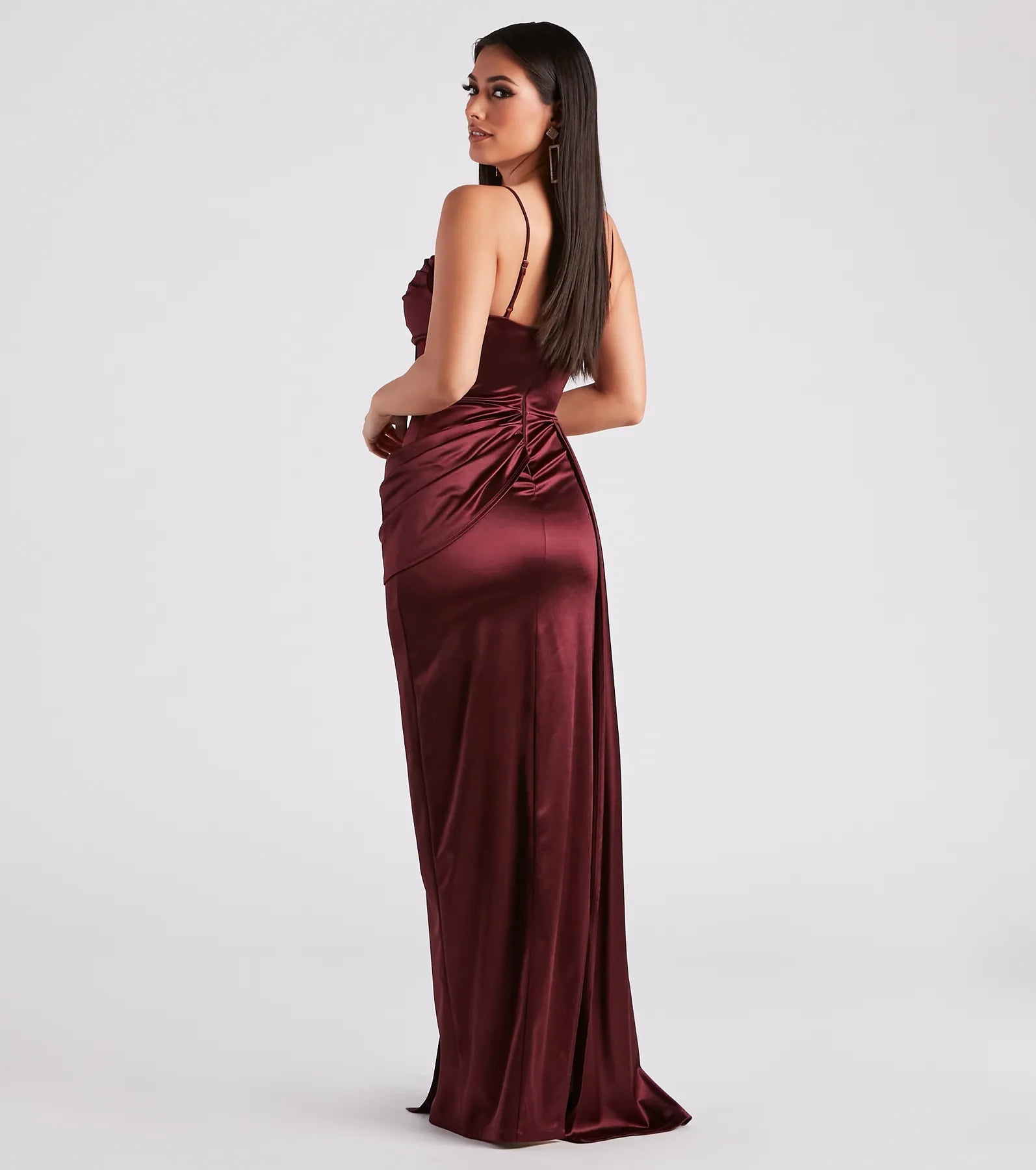 Nova Formal Satin Corset Side Sash Dress