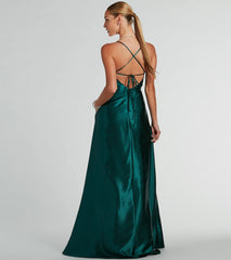 Tabitha Lace Up A-Line Satin Formal Dress