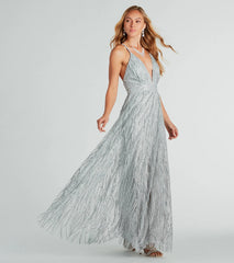 Azel Formal Glitter Tulle A-Line Long Dress