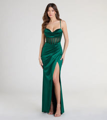 Gabbie Lace-Up Rhinestone Corset Satin Formal Dress