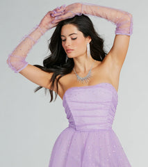 Brie Glitter Polka Dot Tulle Ball Gown With Gloves