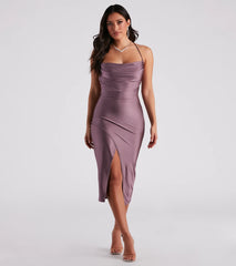 Ever So Chic Wrap-Front Midi Dress