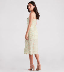Strolling The Garden Floral Chiffon Midi Dress