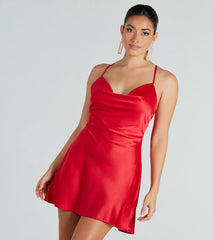 Alluring Romance Satin A-Line Mini Dress