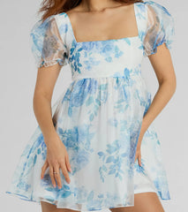 In The Sunshine Puff Sleeve Floral Babydoll Dress
