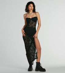 Kiss And Tell Sweetheart Sheer Lace Maxi Dress