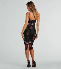 Look Of Love Floral Lace Corset Midi Dress