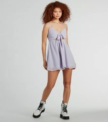 Fall For You Swiss Dot Chiffon Babydoll Dress