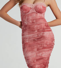 Gorgeous Entrance Lace Trim Printed Midi Dress