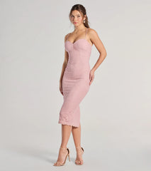 In For Romance Lace Mesh Bodycon Midi Dress