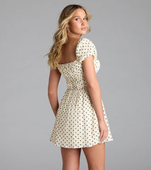 Dearest Charm Bow Print Skater Dress