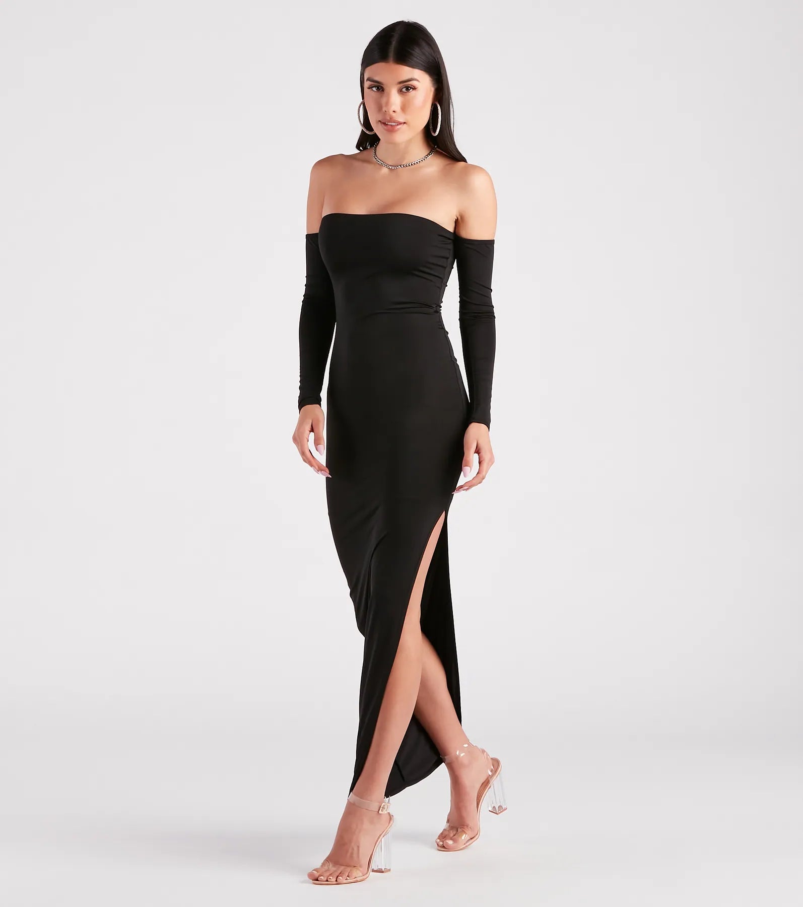 Sippin' On Sultry Off The Shoulder Maxi Dress