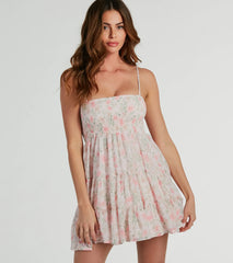 Lively Elegance Smocked Floral Babydoll Dress
